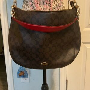 Coach red and brown purse